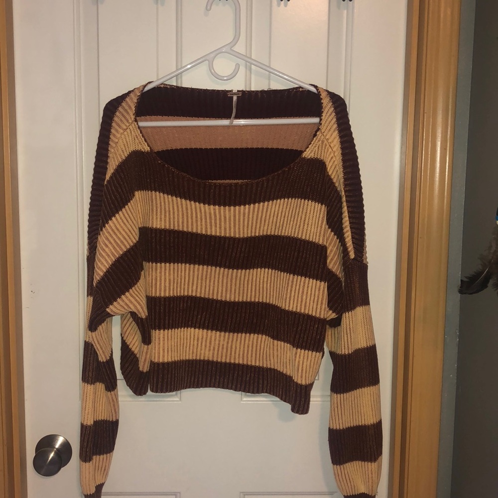 Free People cropped/slouchy striped sweater